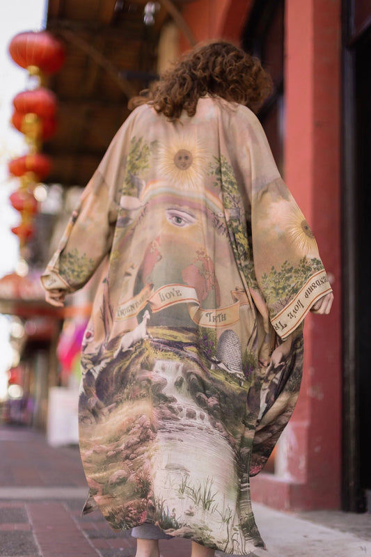 FRIENDSHIP LOVE AND TRUTH VINTAGE WASH OPERA DUSTER (FULL LENGTH)