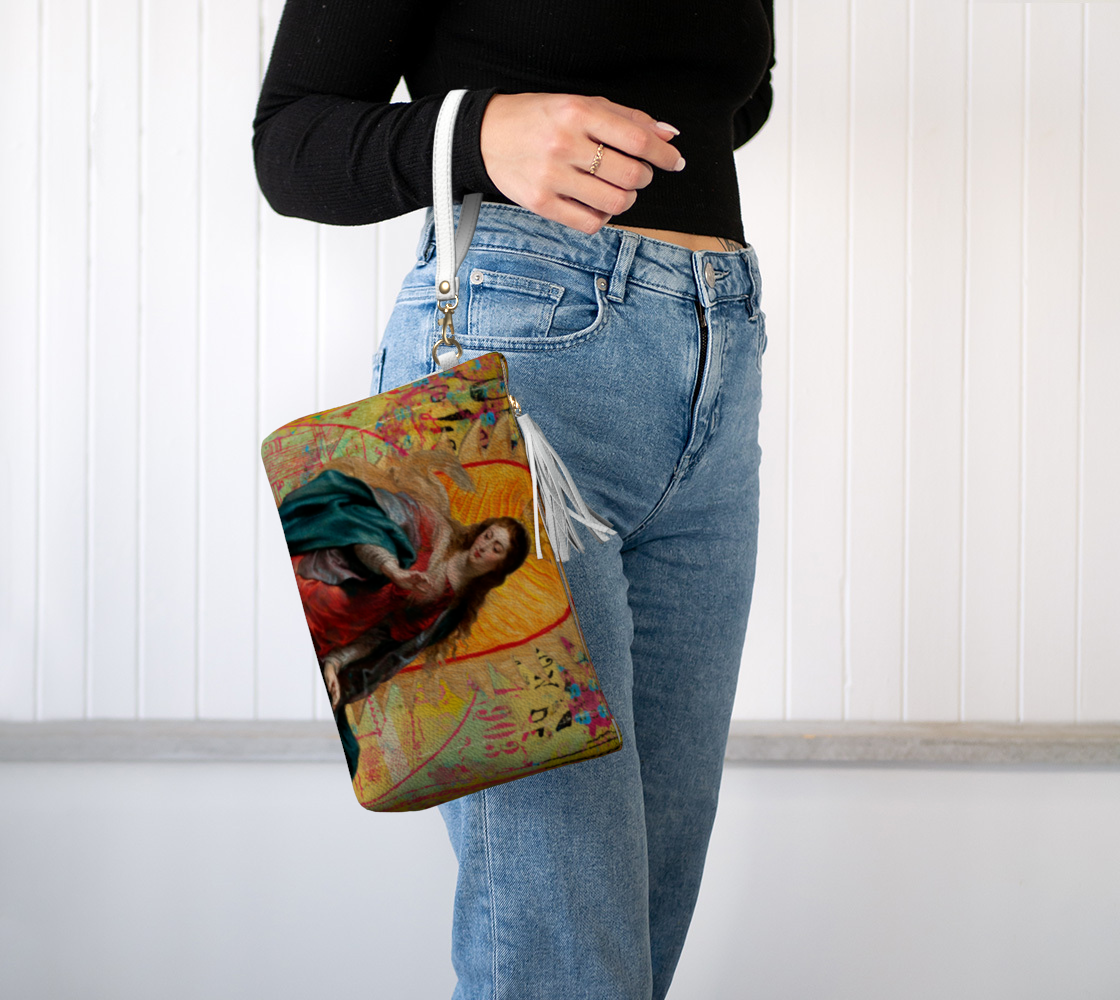 Mexican Mary leather makeup bag