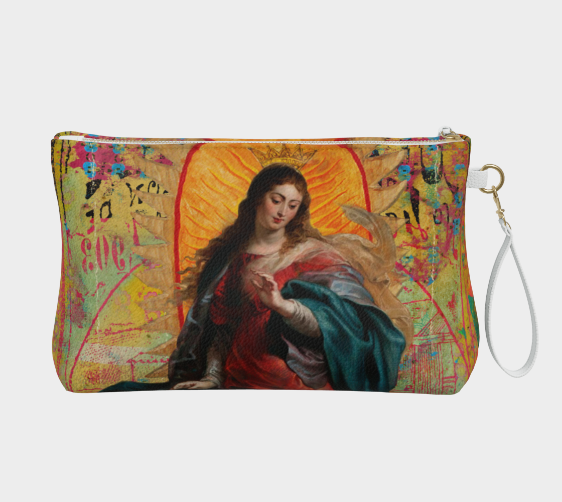 Mexican Mary leather makeup bag