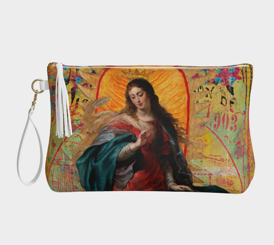 Mexican Mary leather makeup bag